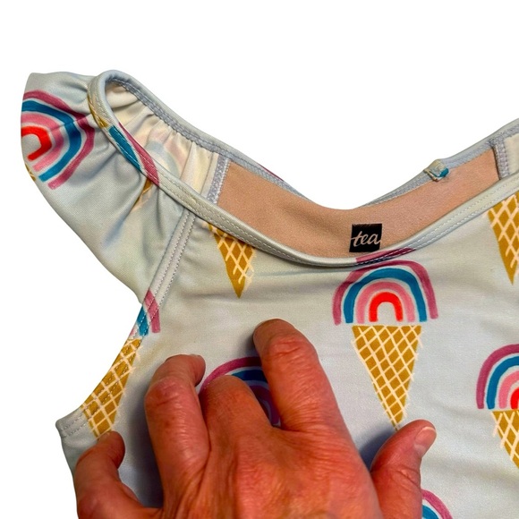 Tea Collection | Girl Blue & Purple Ice Cream Cone Tankini Swim Set Size 6 - Picture 4 of 11
